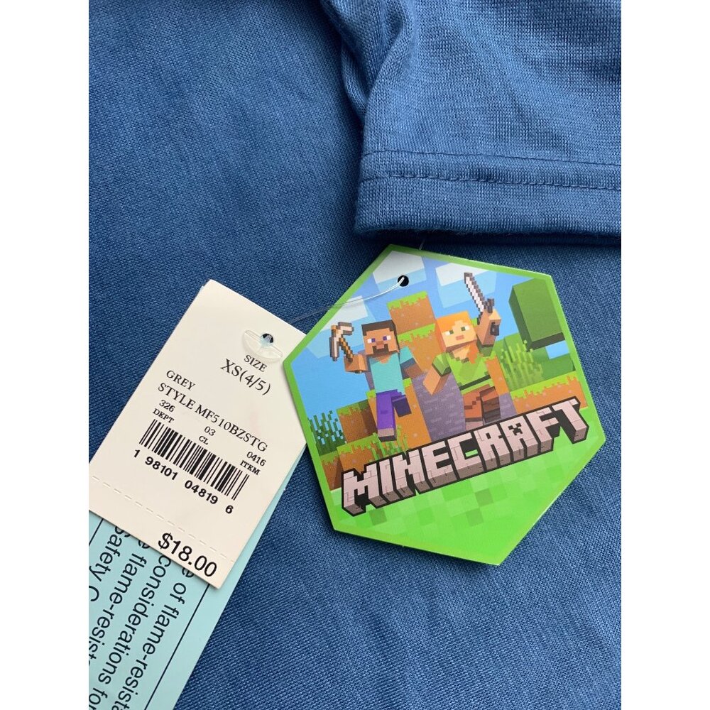 Minecraft Kids Boys 3-Piece Pajama Set With T-Shirt Shorts & Pants XS 4/5 - Picture 3 of 7